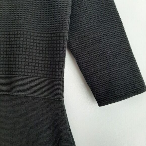 TALBOTS Sweater Textured Fine Knit V-Neck Dress Black Sz M P - Picture 6 of 15